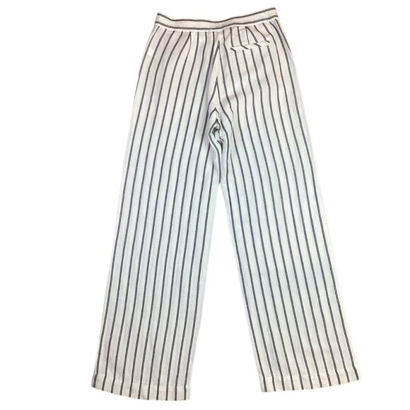 J.Jill Womens 4 Striped Linen Rayon Wide-Leg Pants Ivory & Black - Picture 6 of 11